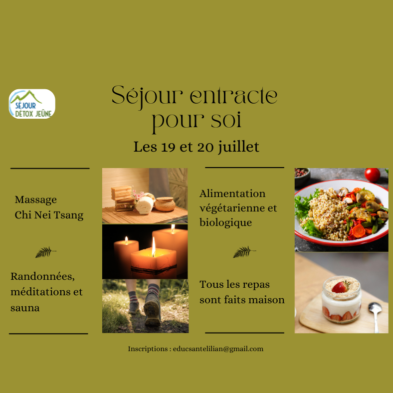 Séjour entracte pour soi, pour faire une pause santé autour d'une alimentation santé.